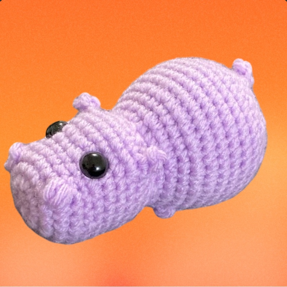 Hippo crochet plush lavender handmade